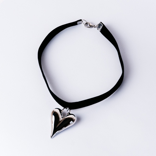 [COL074] Choker Corazon Plateado